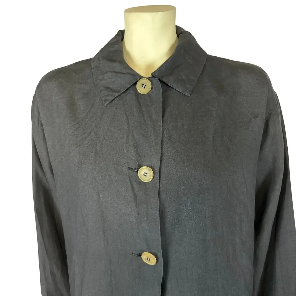 Vintage 90’s LAT NAYLOR THINK TANK black linen top/ jacket size medium to large